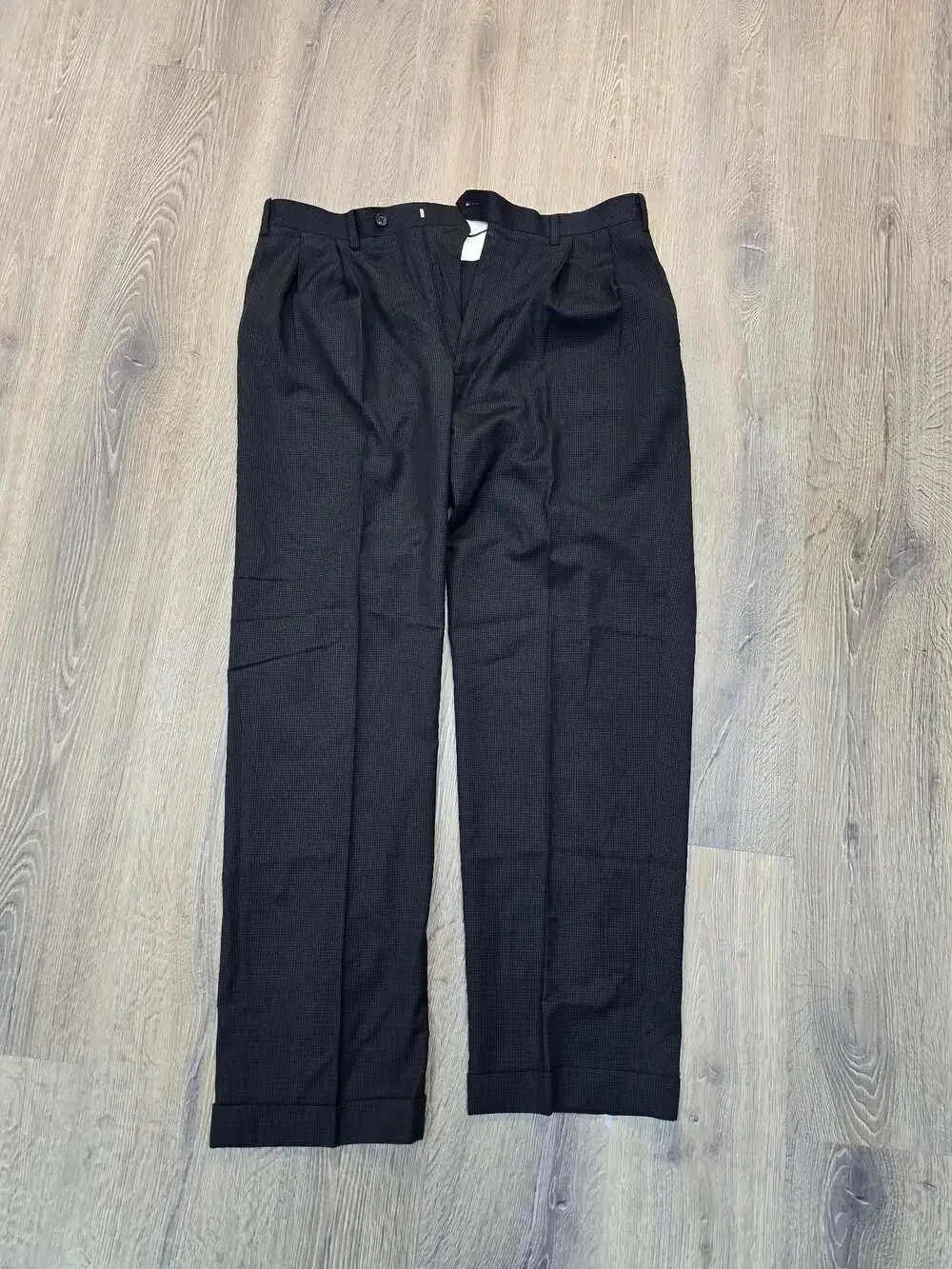 Ralph Lauren Men's Pleated Dress Pants Black Houndstooth Size 36x32